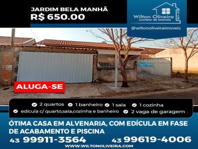 Casa para Locação, em Santo Antônio da Platina, bairro Jardim Bela Manhã, 2 dormitórios, 1 banheiro, 2 vagas